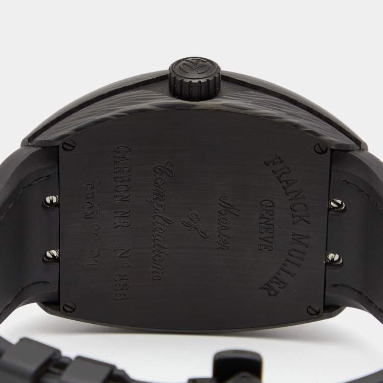 Pre Owned Franck Muller Black Carbon Rubber Vanguard V 45 SC DT Men's Wristwatch 44 mm  