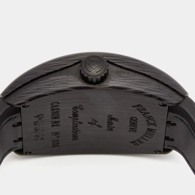 Pre Owned Franck Muller Black Carbon Rubber Vanguard V 45 SC DT Men's Wristwatch 44 mm  