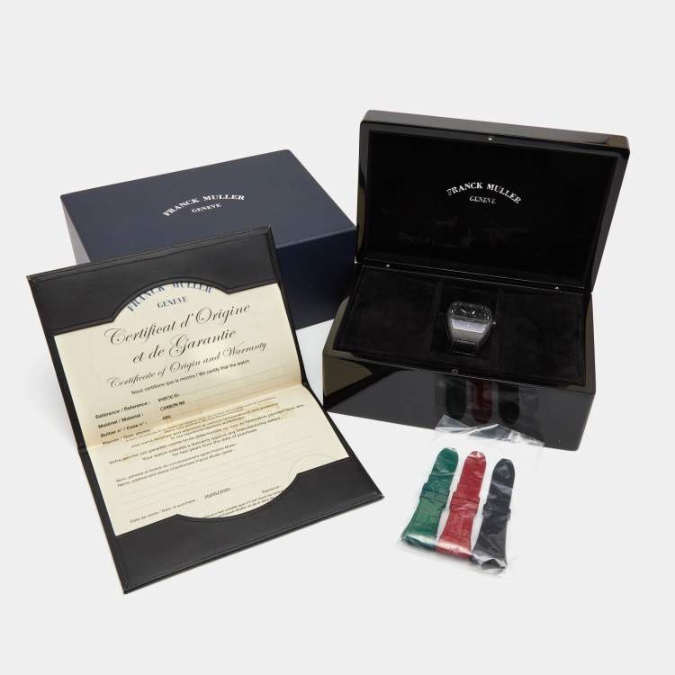 Pre Owned Franck Muller Black Carbon Rubber Vanguard V 45 SC DT Men's Wristwatch 44 mm  