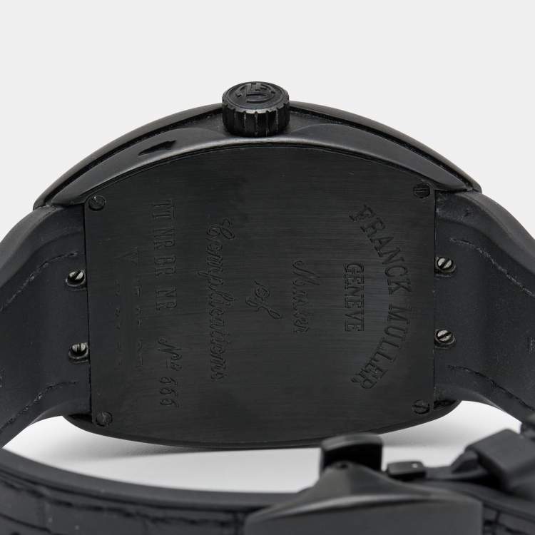 Pre Owned Franck Muller Black Titanium Alligator Leather Rubber Vanguard V45 SC DT TT NR BR NR Men's Wristwatch 44 mm
