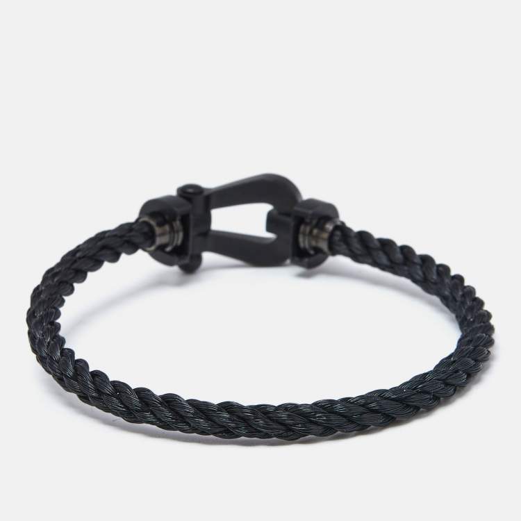 Pre Owned Fred Force 10 Black Diamonds Titanium Steel Bracelet 17