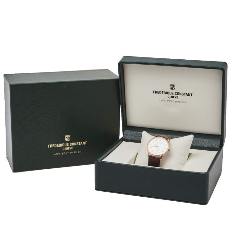 Pre Owned Frederique Constant Silver Rose Gold Plated Stainless Steel Slimline FC-235M4S4 Men's Wristwatch 37 mm