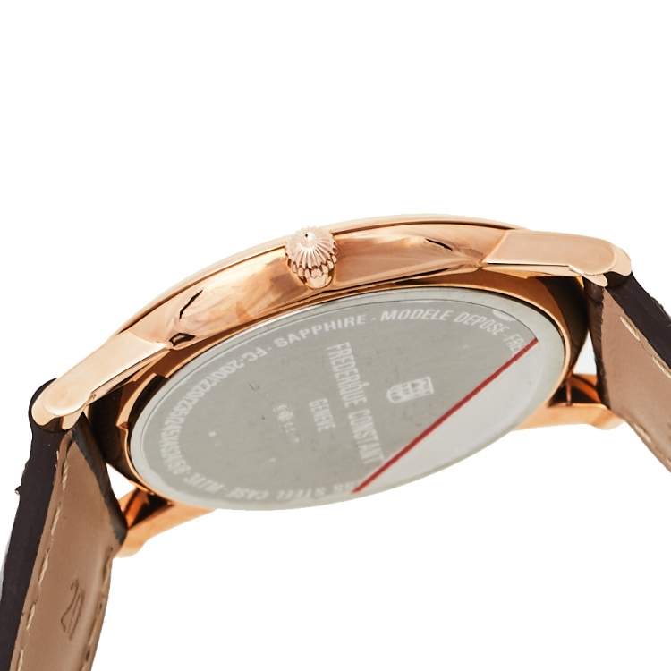 Pre Owned Frederique Constant Silver Rose Gold Plated Stainless Steel Slimline FC-235M4S4 Men's Wristwatch 37 mm