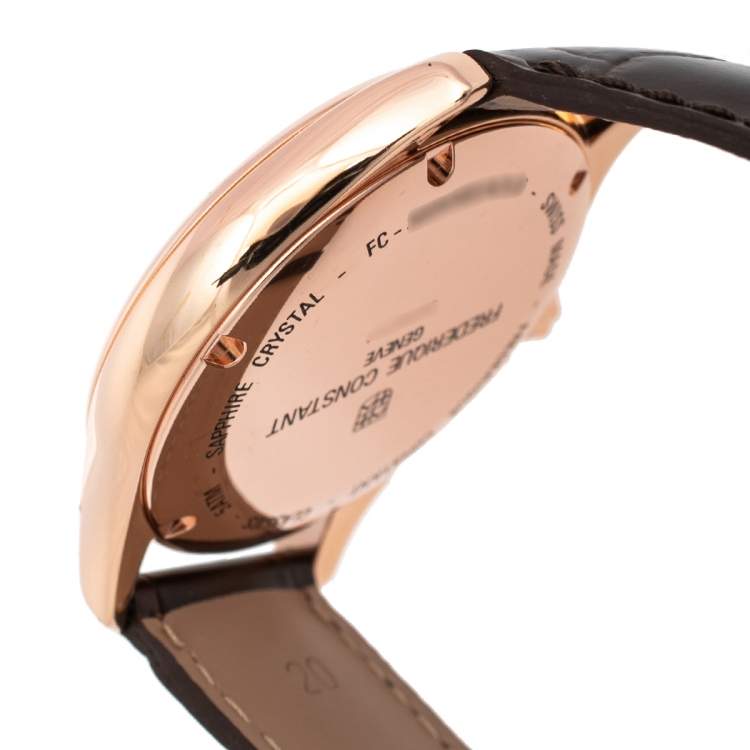 Pre Owned Frederique Constant Rose Gold Plated Stainless Steel Leather Classics FC-303MLG5B4 Automatic Men's Wristwatch 40 mm