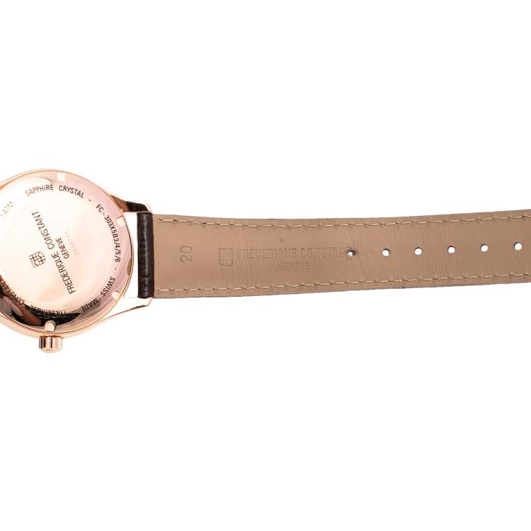 Pre Owned Frederique Constant Rose Gold Plated Stainless Steel Leather Classics FC-303MLG5B4 Automatic Men's Wristwatch 40 mm