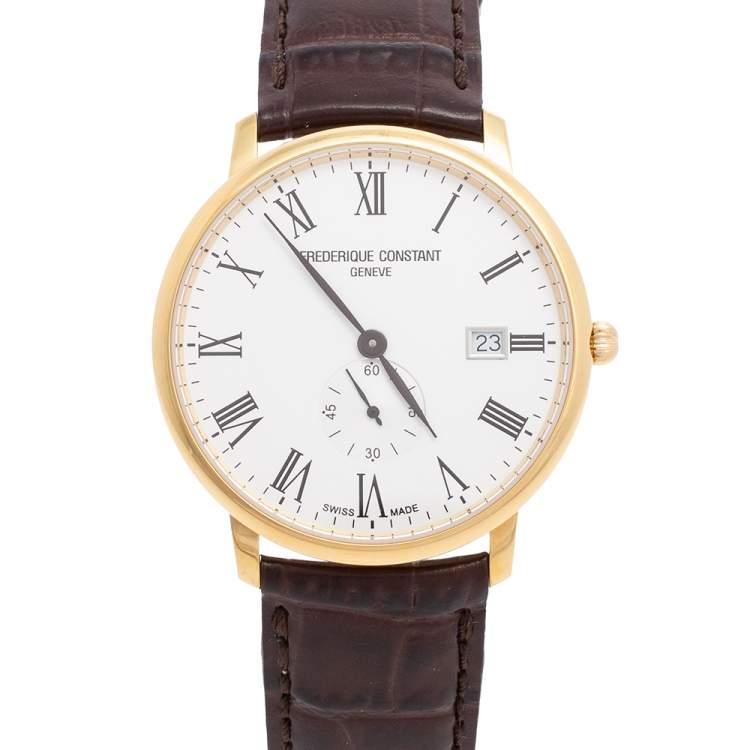Pre Owned Frederique Constant Silver Gold Plated Stainless Steel Slimline FC200/220/245X5S34/5/6 Men's Wristwatch 38 mm  