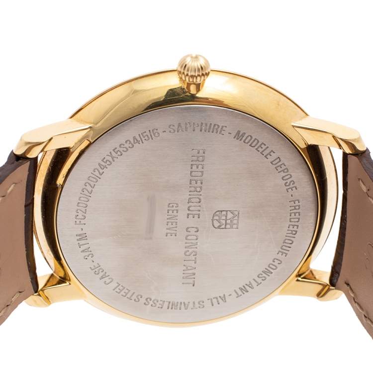 Pre Owned Frederique Constant Silver Gold Plated Stainless Steel Slimline FC200/220/245X5S34/5/6 Men's Wristwatch 38 mm  