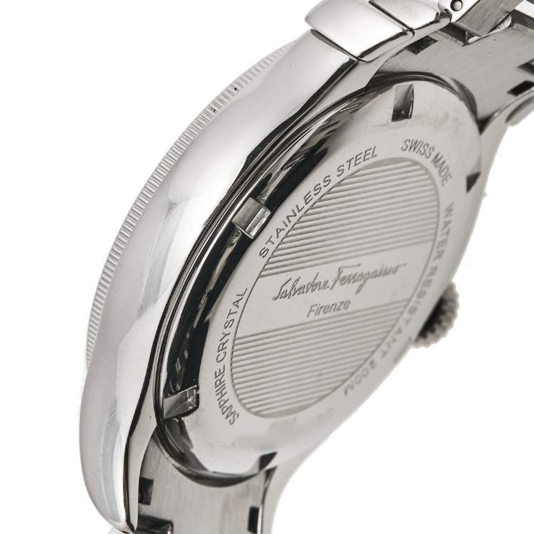 Pre Owned  Salvatore Ferragamo Black Stainless Steel 1898 FF3 Men's Wristwatch 43 mm
