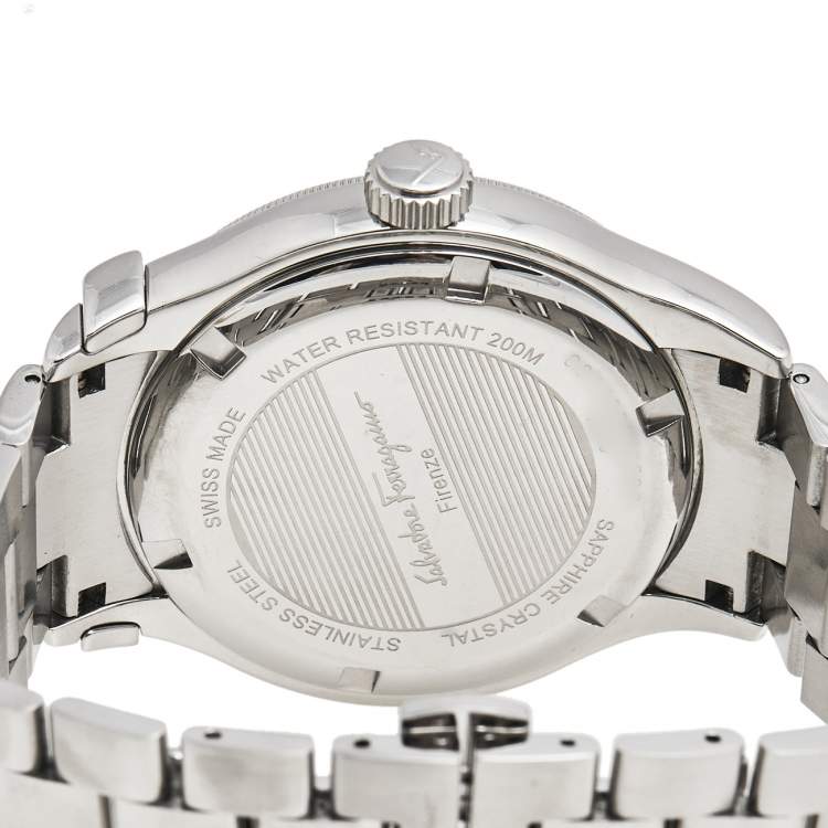 Pre Owned  Salvatore Ferragamo Black Stainless Steel 1898 FF3 Men's Wristwatch 43 mm