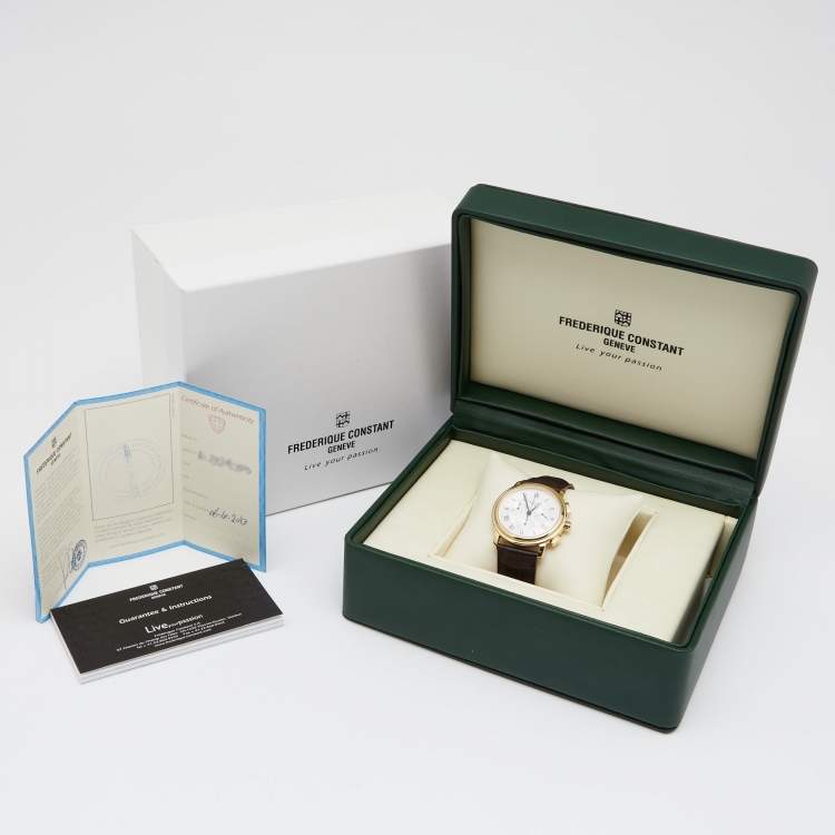 Pre Owned Frederique Constant Silver Gold Plated Stainless Steel Leather Persuasion FC-292X4P4/5/6 Men's Wristwatch 40MM