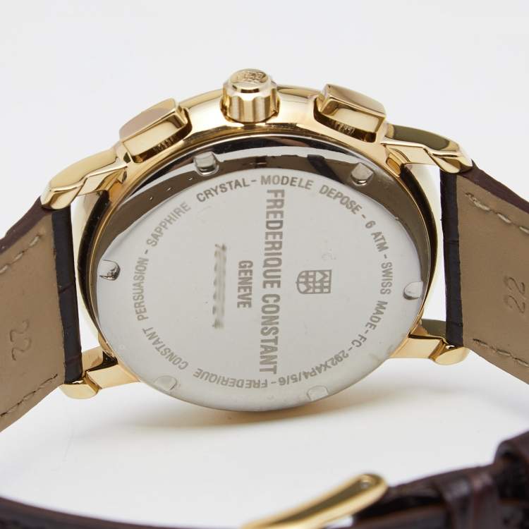 Pre Owned Frederique Constant Silver Gold Plated Stainless Steel Leather Persuasion FC-292X4P4/5/6 Men's Wristwatch 40MM
