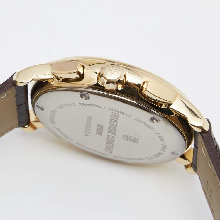 Pre Owned Frederique Constant Silver Gold Plated Stainless Steel Leather Persuasion FC-292X4P4/5/6 Men's Wristwatch 40MM