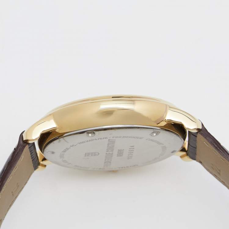 Pre Owned Frederique Constant Silver Gold Plated Stainless Steel Leather Persuasion FC-292X4P4/5/6 Men's Wristwatch 40MM