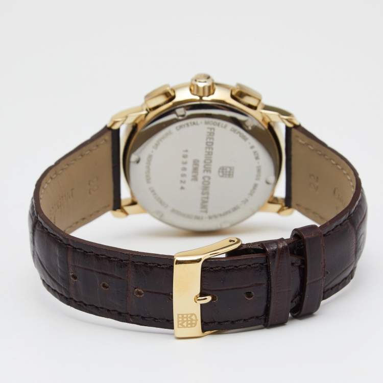 Pre Owned Frederique Constant Silver Gold Plated Stainless Steel Leather Persuasion FC-292X4P4/5/6 Men's Wristwatch 40MM