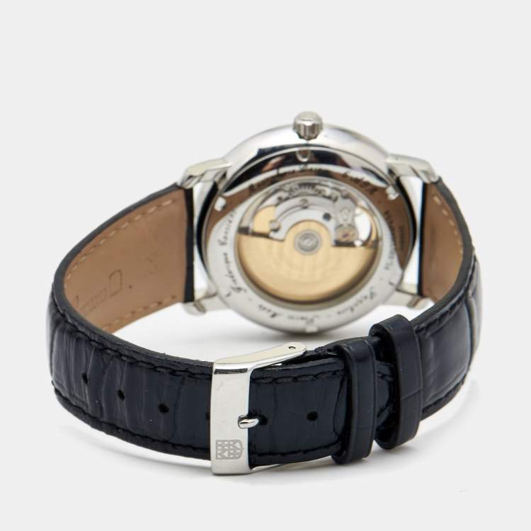 Pre Owned Frederique Constant Silver Crococalf Leather Classic Moonphase Date FC-330/335X4P4/5/6 Men's Wristwatch 40 mm
