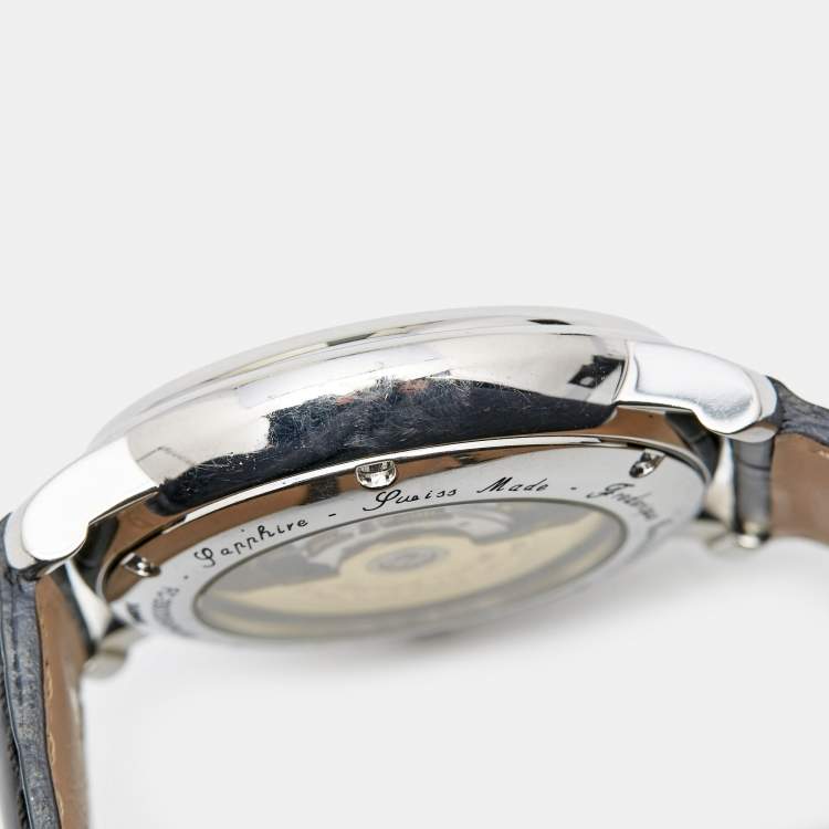 Pre Owned Frederique Constant Silver Crococalf Leather Classic Moonphase Date FC-330/335X4P4/5/6 Men's Wristwatch 40 mm