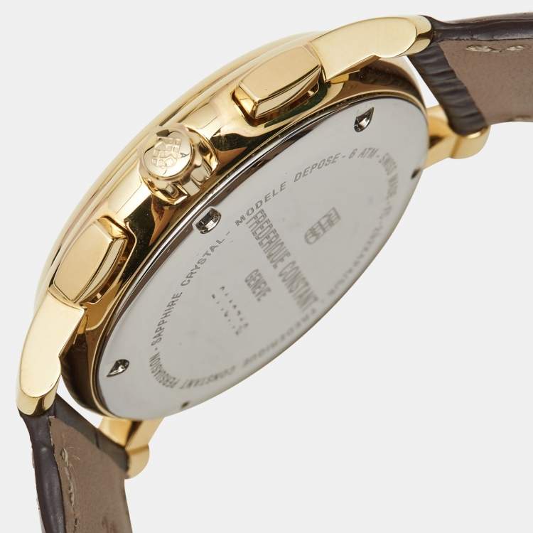 Pre Owned Frederique Constant Silver Gold Tone Stainless Steel Calf Leather Classics FC-292MC4P5 Men's Wristwatch 40 mm