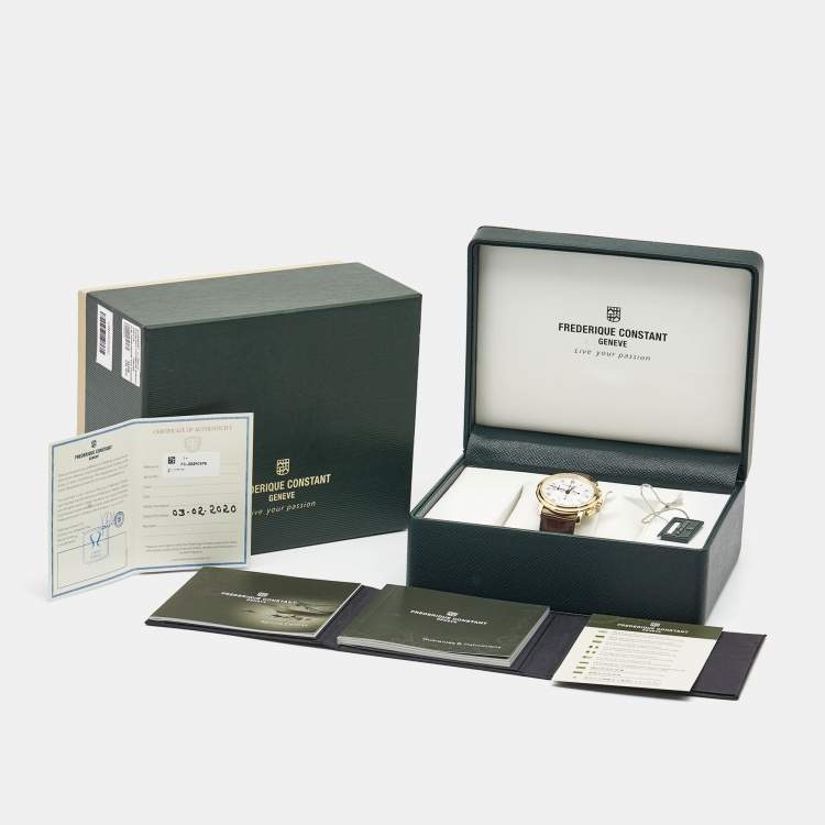 Pre Owned Frederique Constant Silver Gold Tone Stainless Steel Calf Leather Classics FC-292MC4P5 Men's Wristwatch 40 mm
