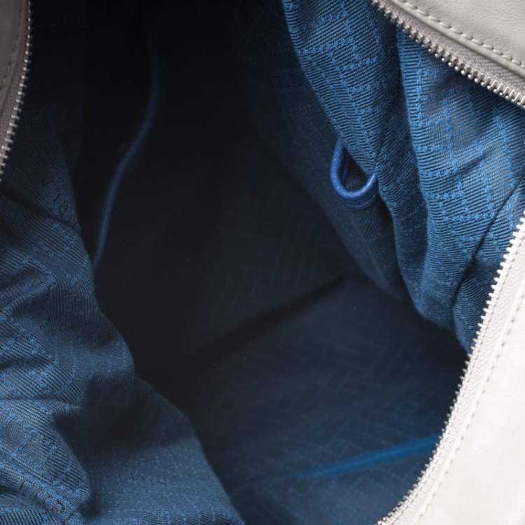Pre Owned Furla Grey/Blue Leather Icaro Backpack