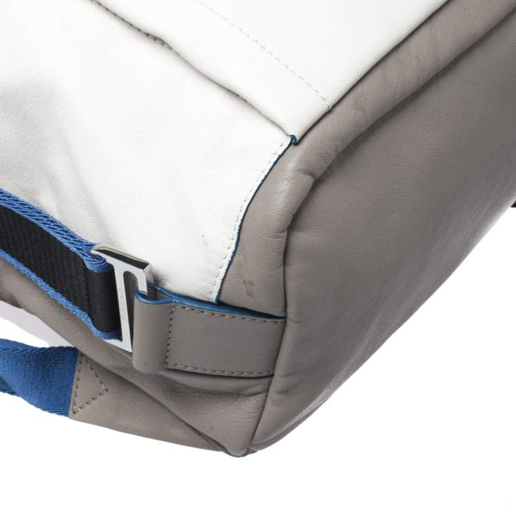 Pre Owned Furla Grey/Blue Leather Icaro Backpack