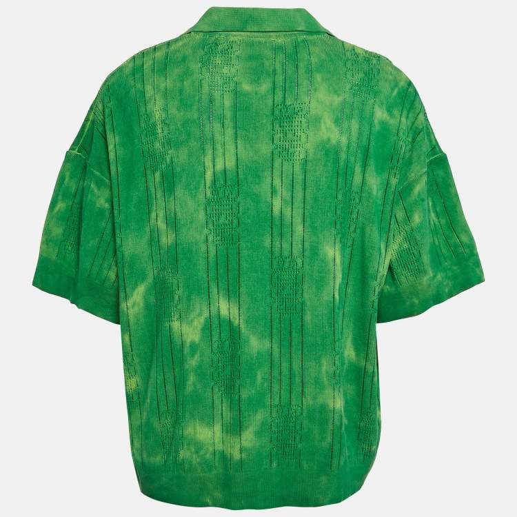 Pre Owned GCDS Green Logo Patterned Tie-Dye Print Cotton Knit Shirt M