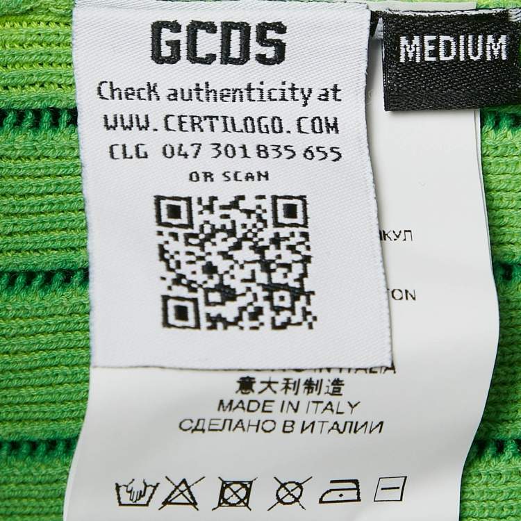 Pre Owned GCDS Green Logo Patterned Tie-Dye Print Cotton Knit Shirt M