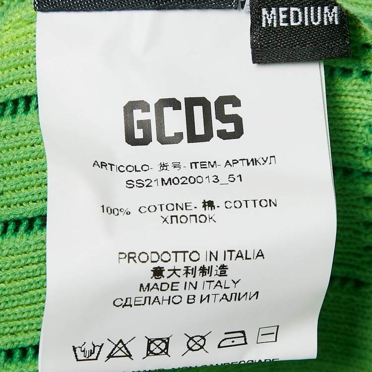 Pre Owned GCDS Green Logo Patterned Tie-Dye Print Cotton Knit Shirt M