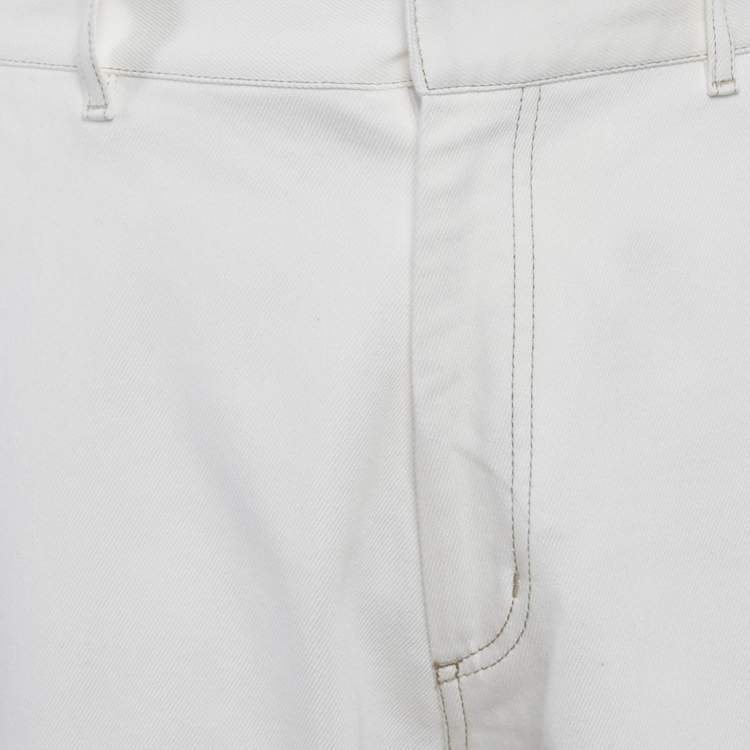 Pre Owned GCDS White Cotton Gabardine Wide Leg Pants  M