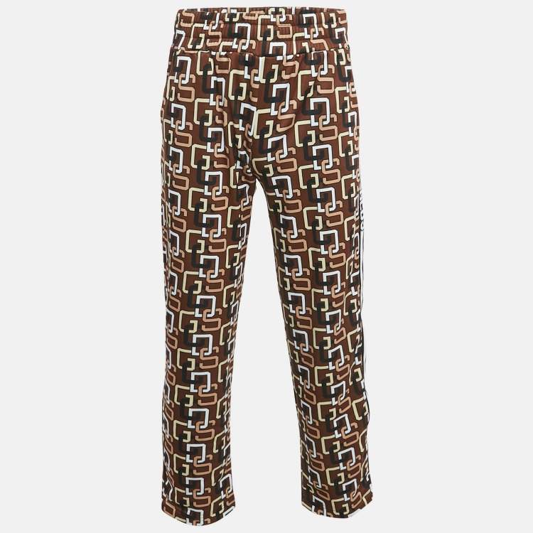 Pre Owned GCDS Brown Logo Print Jersey Trackpants S