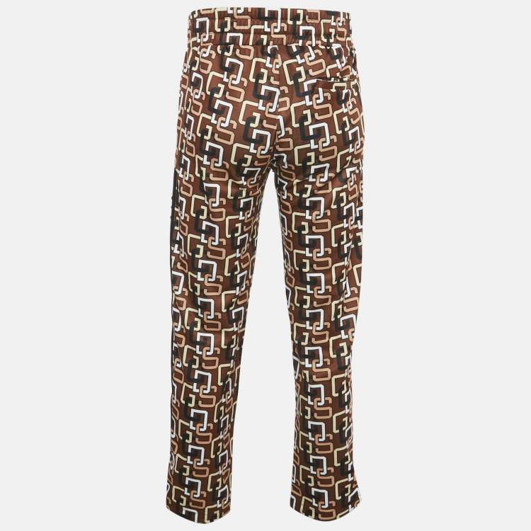 Pre Owned GCDS Brown Logo Print Jersey Trackpants S