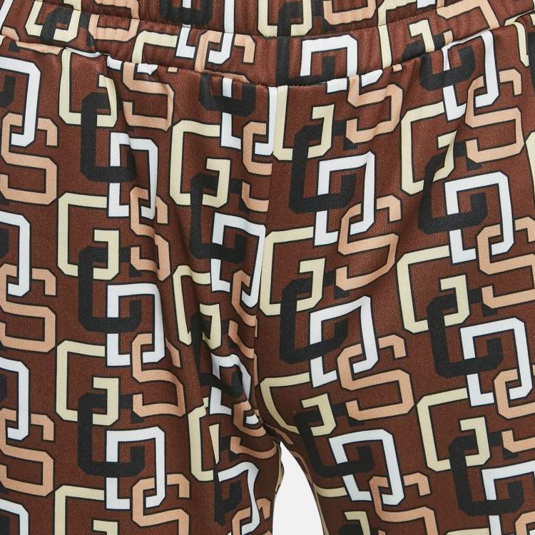 Pre Owned GCDS Brown Logo Print Jersey Trackpants S