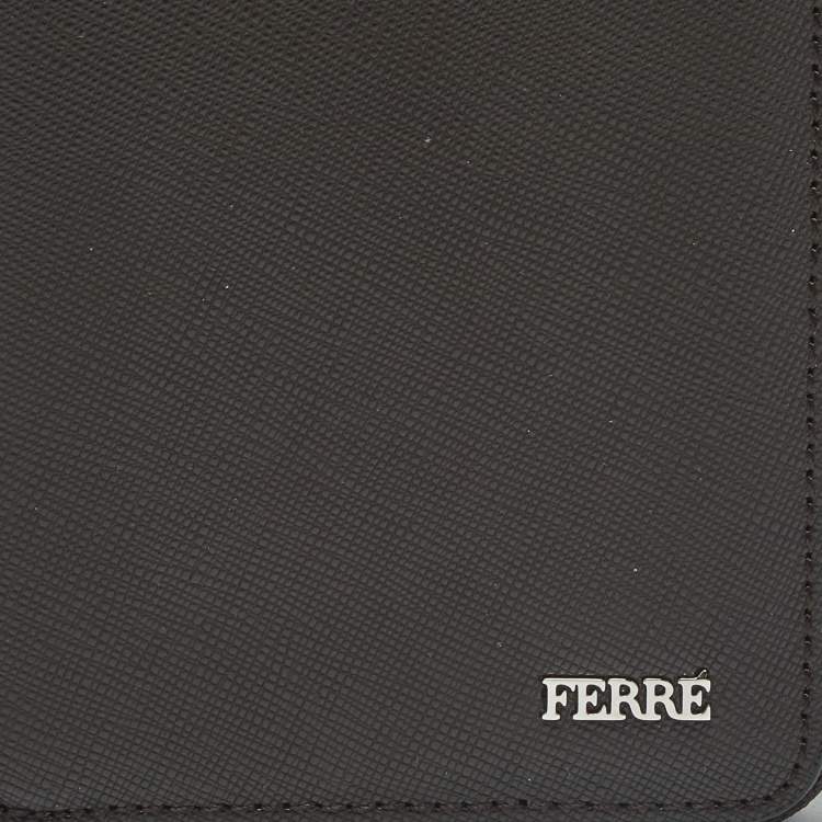 Pre Owned Gianfranco Ferre Brown Leather Zip Around Organizer