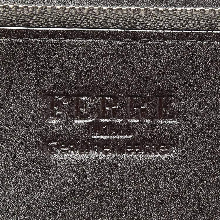 Pre Owned Gianfranco Ferre Brown Leather Zip Around Organizer