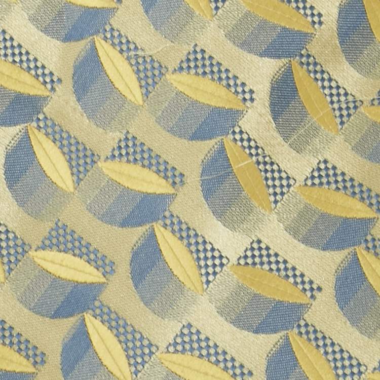 Pre Owned Gianfranco Ferre Yellow Patterned Silk Traditional Tie 