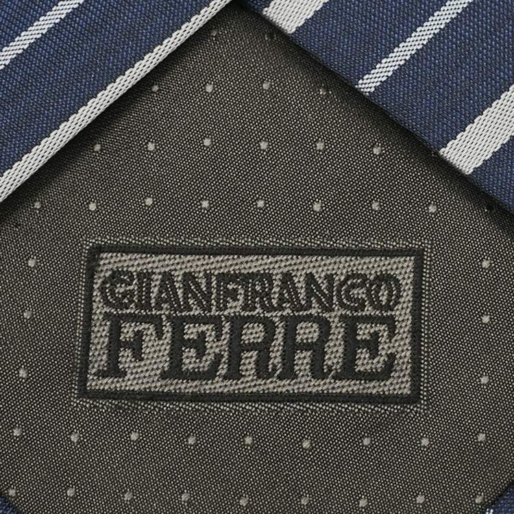 Pre Owned Gianfranco Ferre Navy Blue Diagonal Striped Silk Traditional Tie