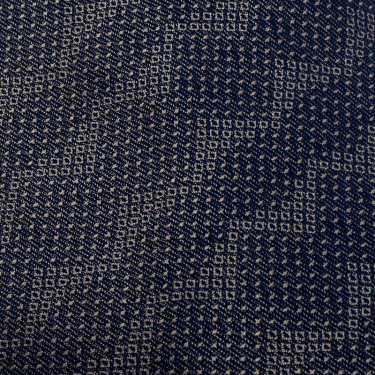 Pre Owned Gianfranco Ferre Navy Blue Silk Jacquard Traditional Tie