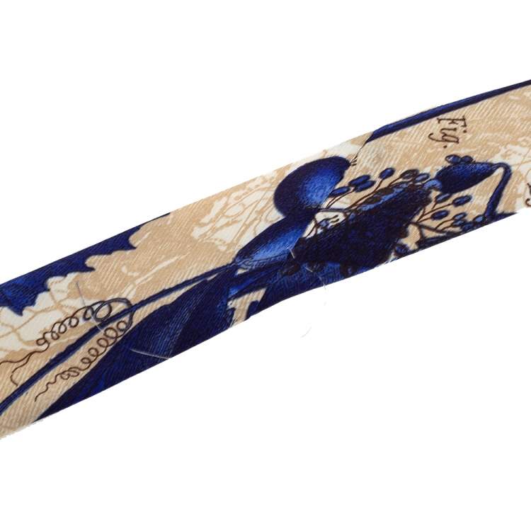 Pre Owned Gianfranco Ferre Blue & Cream Vine Print Silk Tie