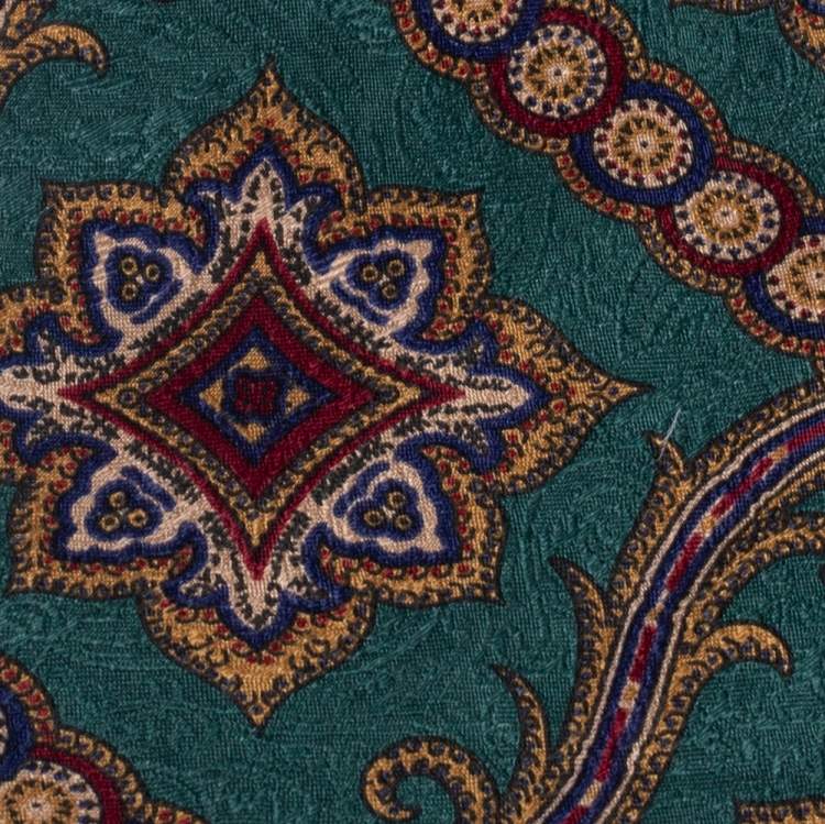 Pre Owned Gianfranco Ferre Green Printed Classic Silk Tie 