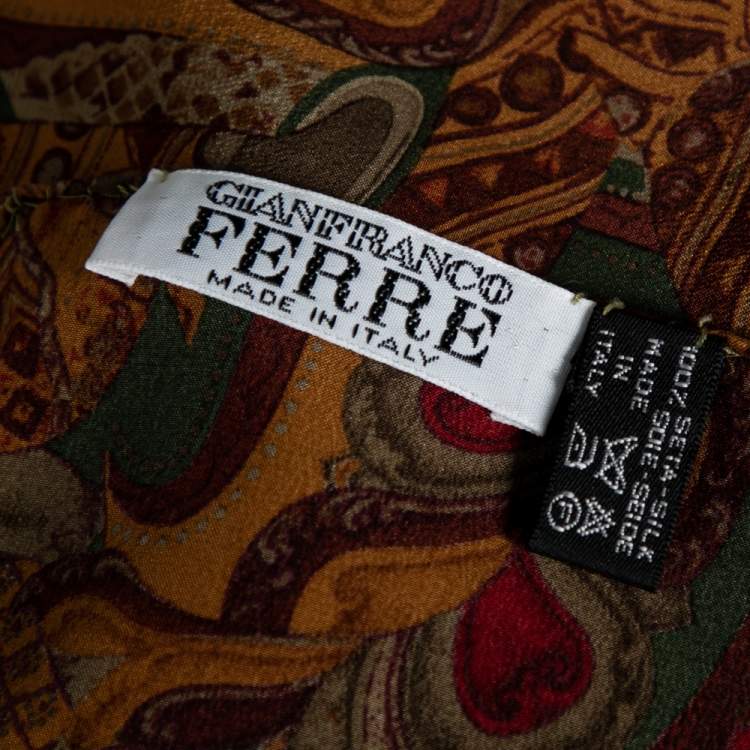 Pre Owned Gianfranco Ferre Muliticolor Printed Silk Pocket Square