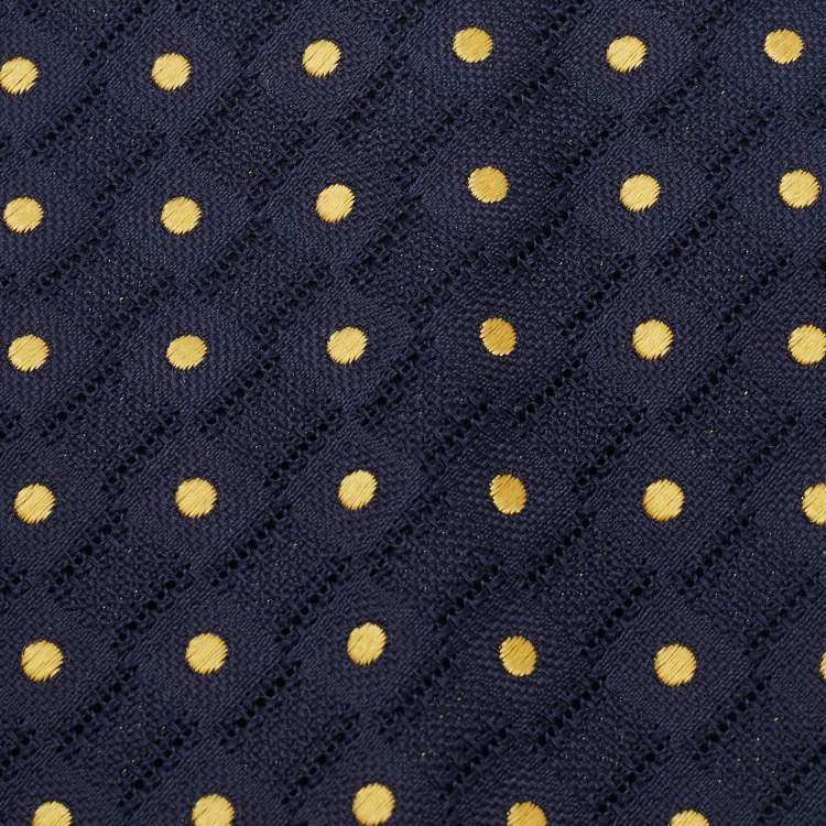 Pre Owned Gianfranco Ferre Navy Blue Polka Dot Silk jacquard Tie