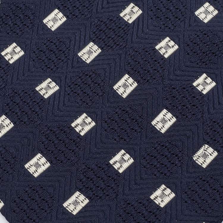 Pre Owned Gianfranco Ferre Navy Blue Silk Jacquard Tie