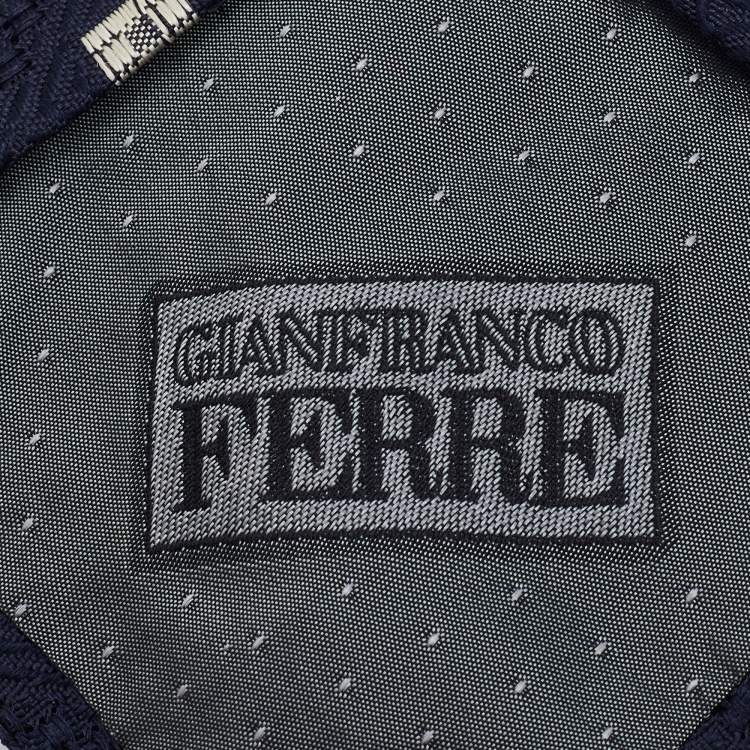 Pre Owned Gianfranco Ferre Navy Blue Silk Jacquard Tie