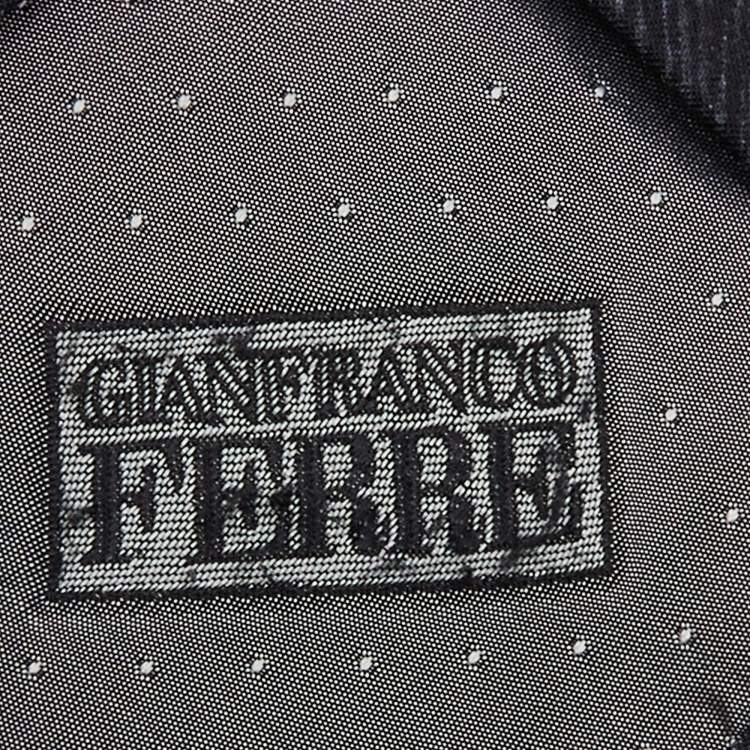 Pre Owned Gianfranco Ferre Black & Blue Printed Silk Satin Tie