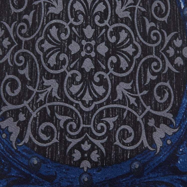Pre Owned Gianfranco Ferre Black & Blue Printed Silk Satin Tie
