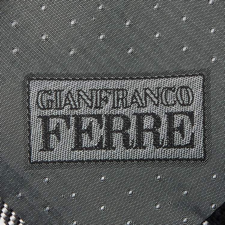 Pre Owned Gianfranco Ferre Grey & Black Diagonal Striped Jacquard Tie