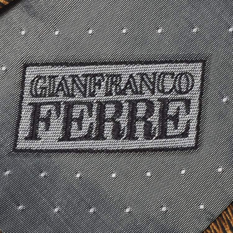 Pre Owned Gianfranco Ferre Brown Textured & Printed Silk Traditional Tie