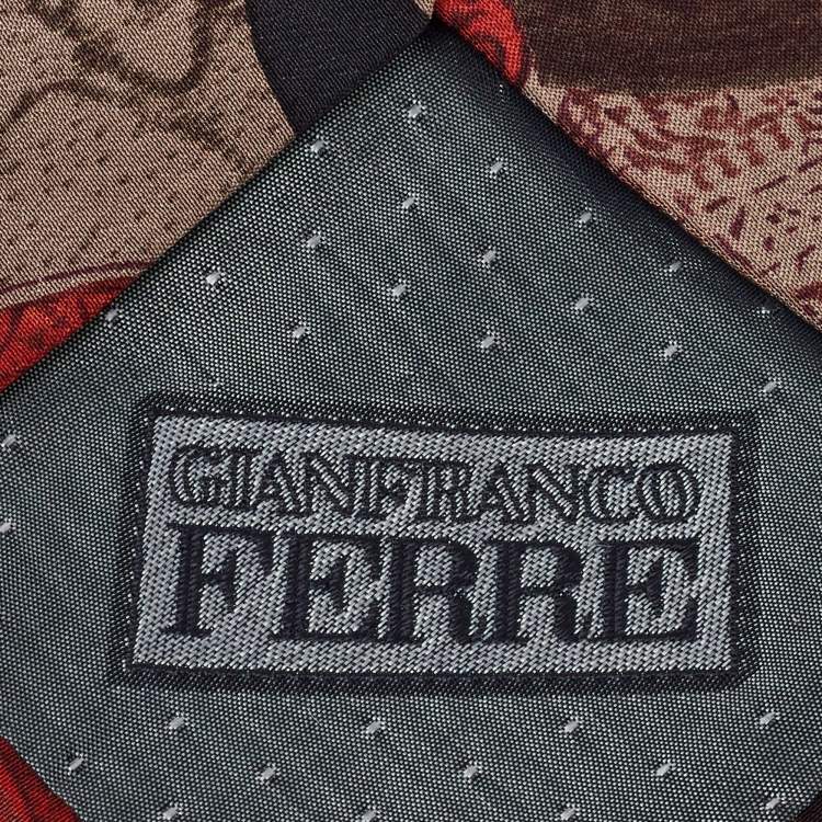 Pre Owned Gianfranco Ferre Vintage Red Printed Silk Tie