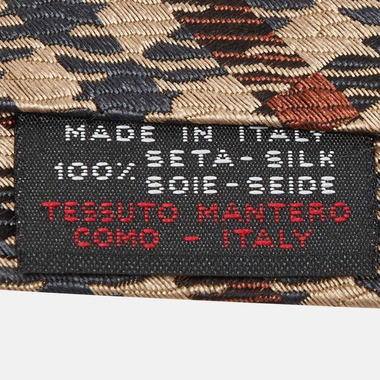 Pre Owned Gianfranco Ferre Brown Houndstooth Pattern Silk Tie