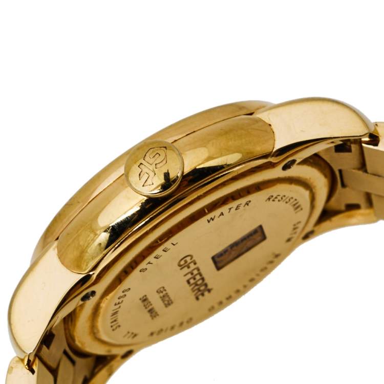 Pre Owned GF Ferre Mother of Pearl Gold Plated Stainless Steel GF.9025B Quartz Men's Wristwatch 41MM