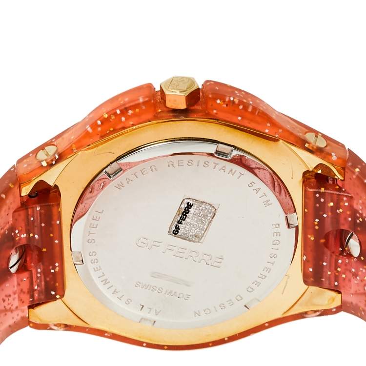 Pre Owned Gianfranco Ferre Pink Two Tone Stainless Steel and Rubber GF.9024J-17Z Men's Wristwatch 43 mm